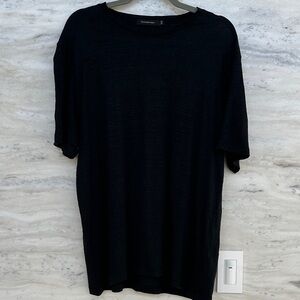 Ermenegildo Zegna Black Short Sleeve Linen Tee